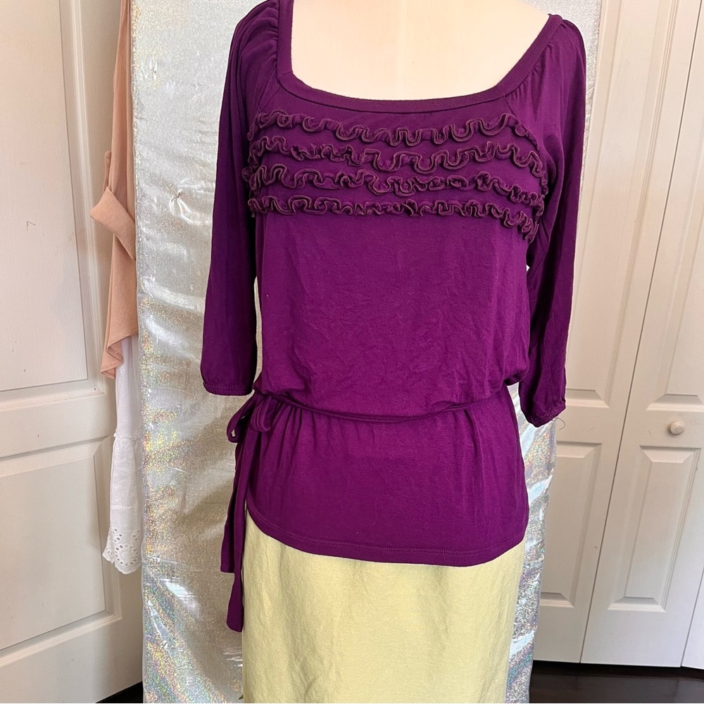 Women's Purple Egg Plant Ruffle Top